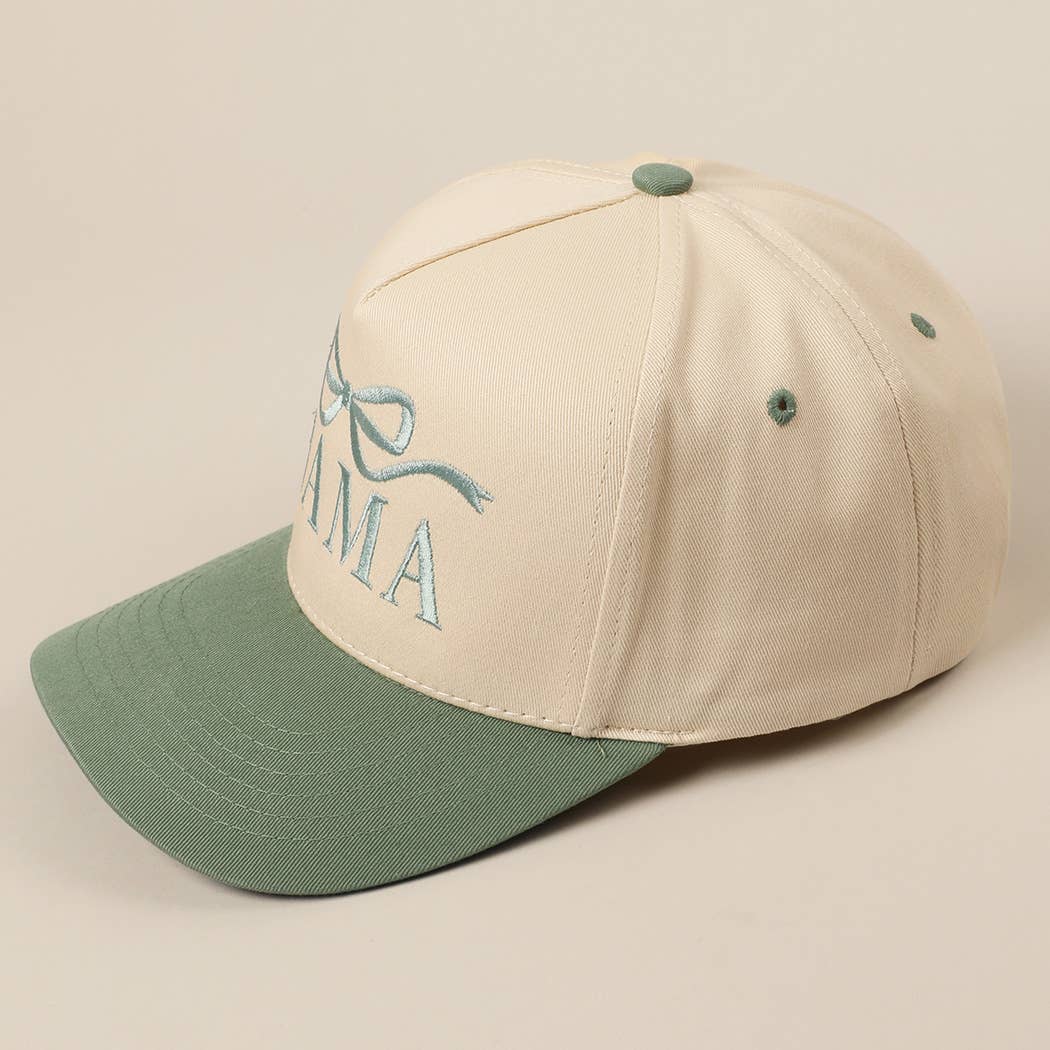 MAMA with a Bow Embroidered Two-Tone Trucker Hat