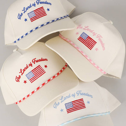 The Land of Freedom Flag Embroidered Trucker Hat