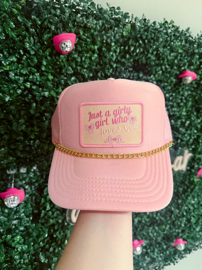 Just a Girly Girl Who Loves God Trucker